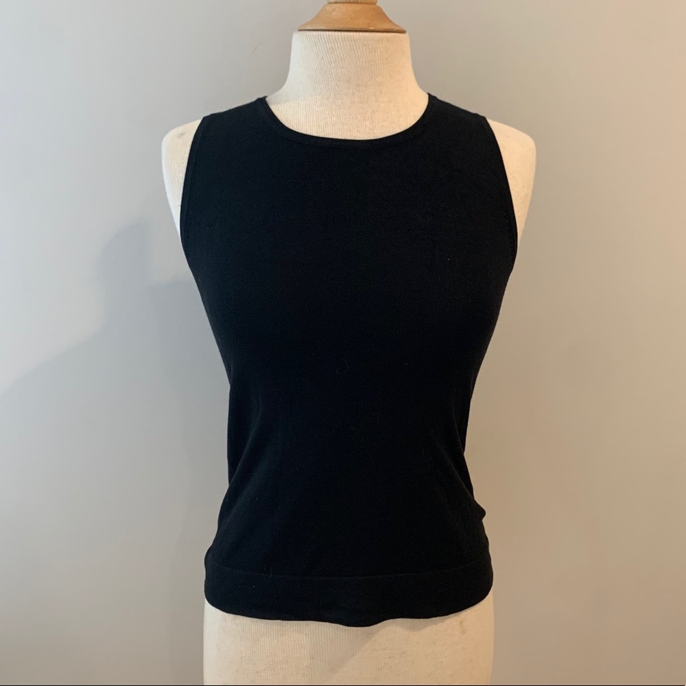 August Silk Black Tank Top Size Small